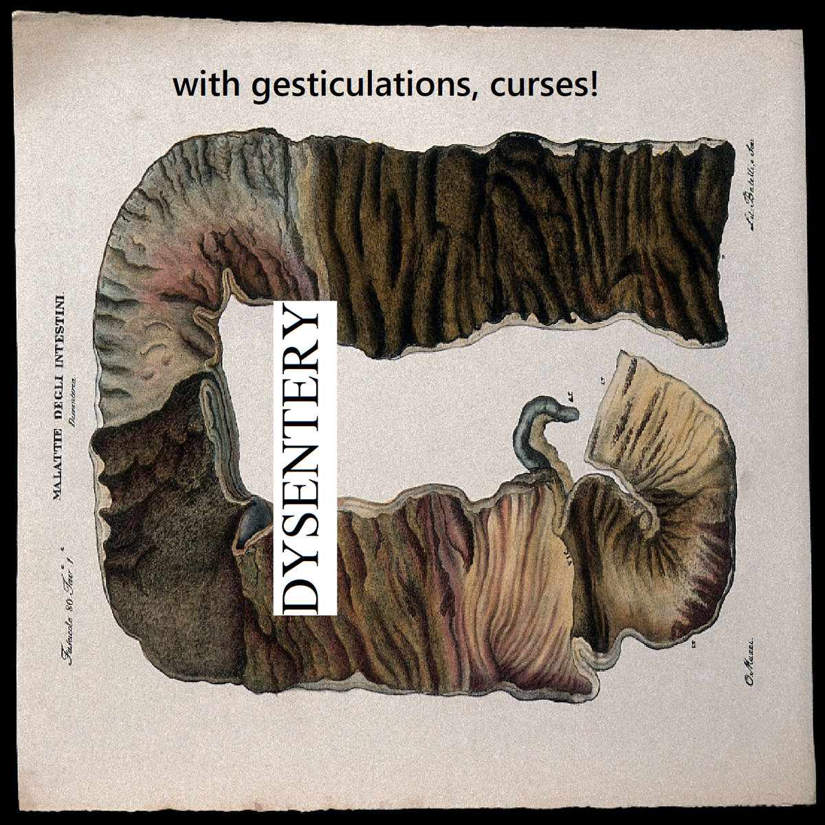 with gesticulations, curses!