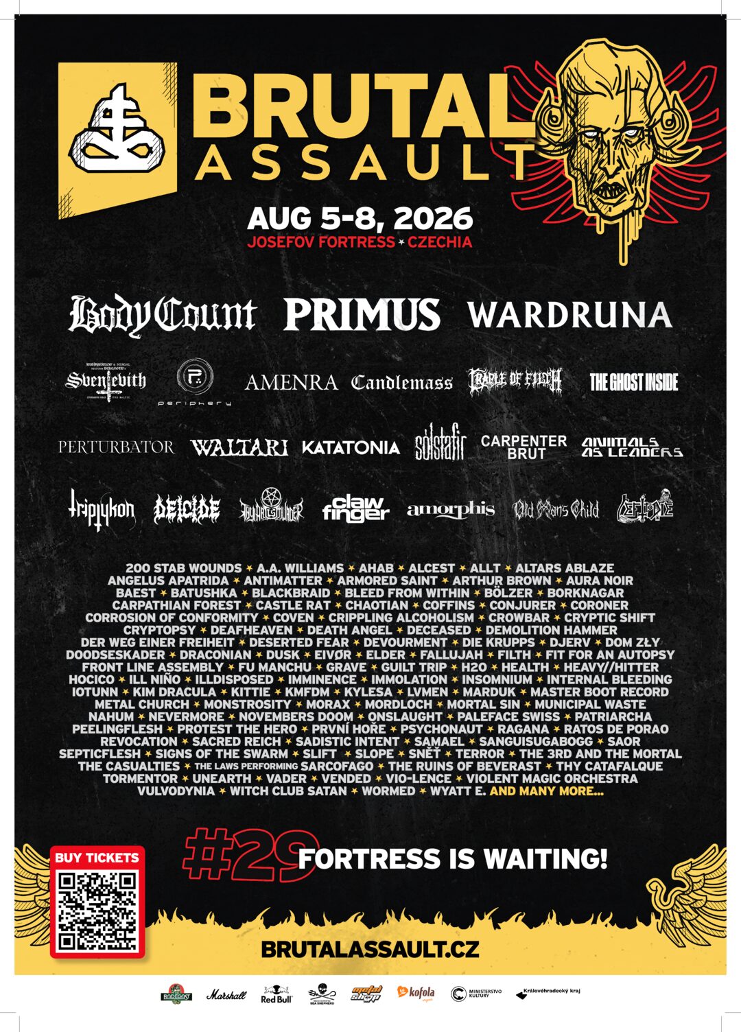 Brutal Assault 2026 official festival lineup poster